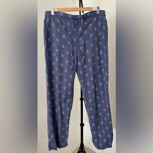 💙 Fun Boho Coldwater Creek Blue Patterned Linen-Blend Pants (Sz M)